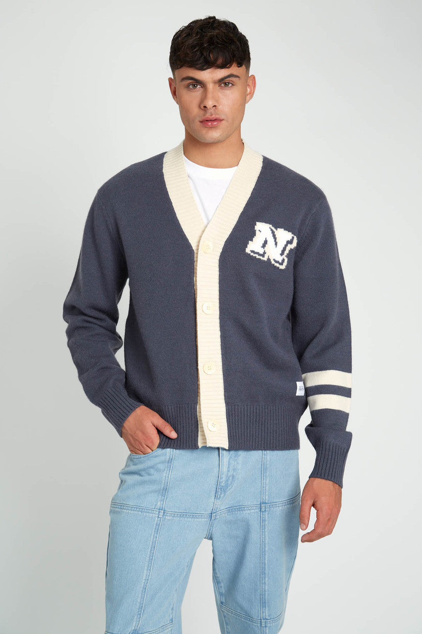 Unisex Relaxed Fit Knitted Varsity Cardigan