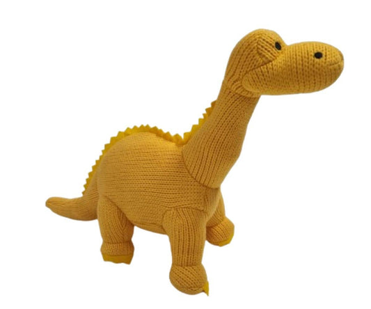 Knitted Yellow Diplodocus Dinosaur Plush Toy