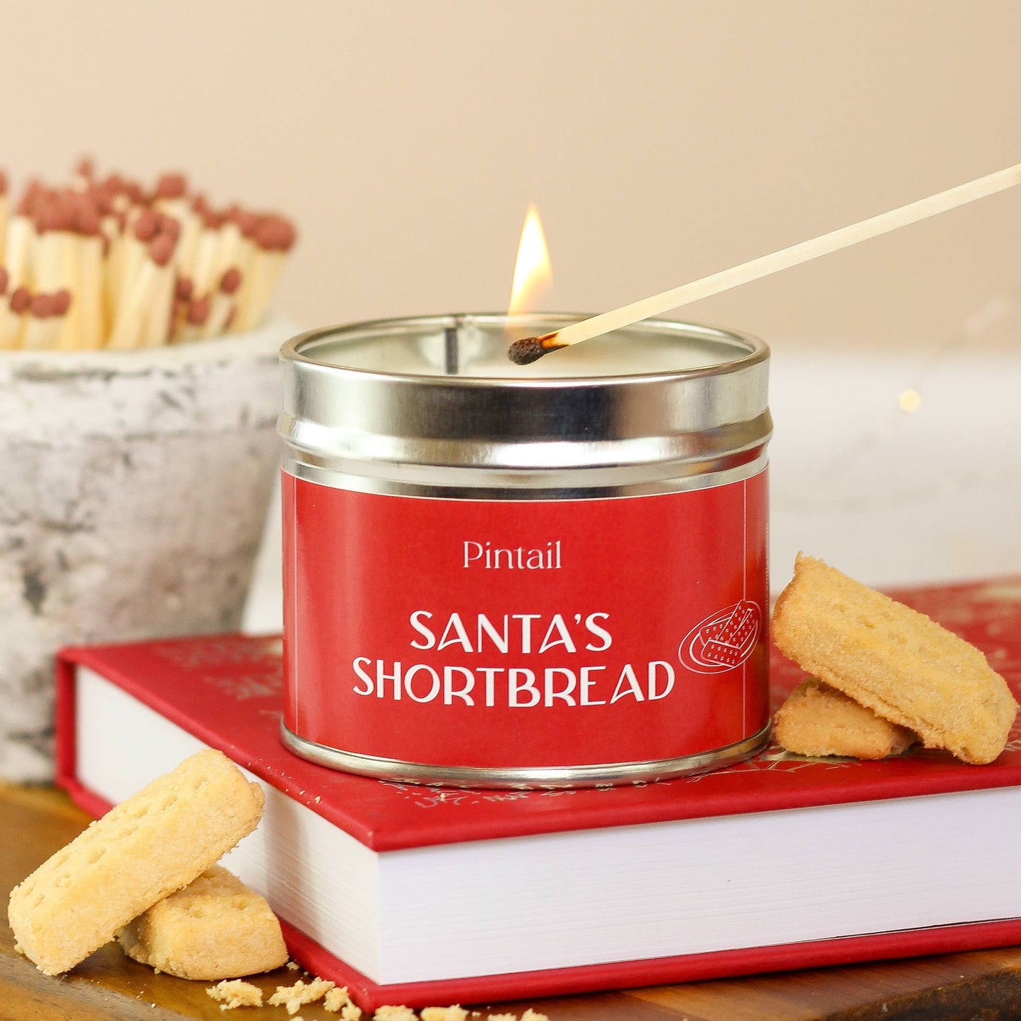 Santa's Shortbread Classic Tin Candle