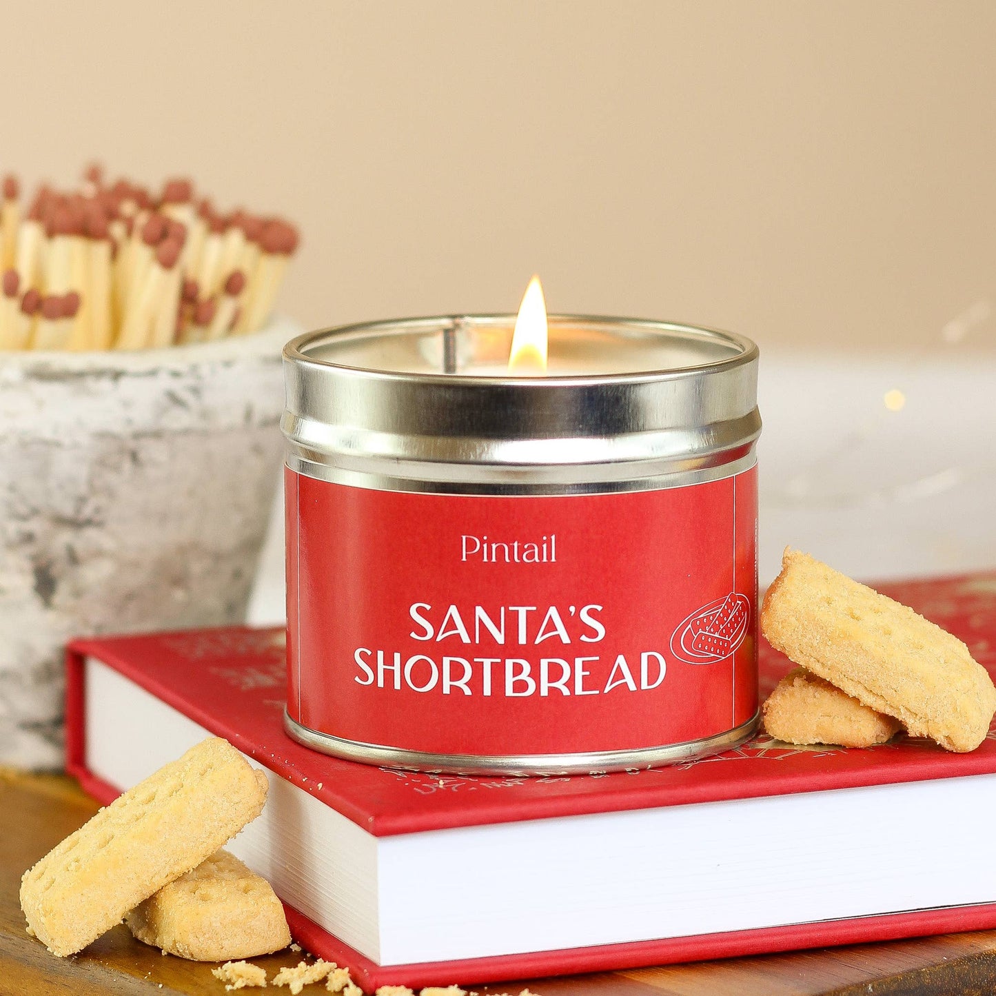 Santa's Shortbread Classic Tin Candle