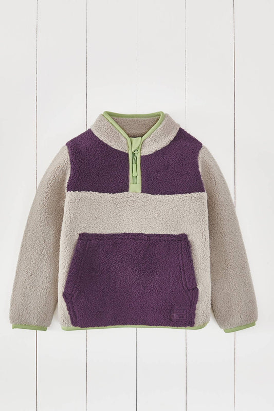 Kids 5-6 Years Purple & Grey Borg 1/4 Zip Jumper