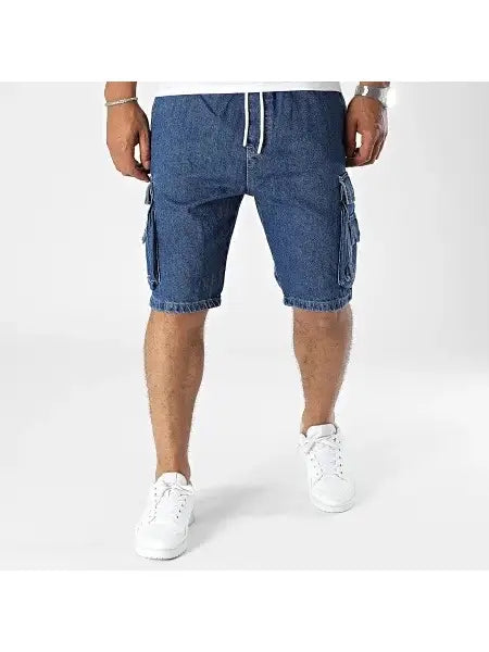 Unisex Black Industry Denim Cargo Shorts