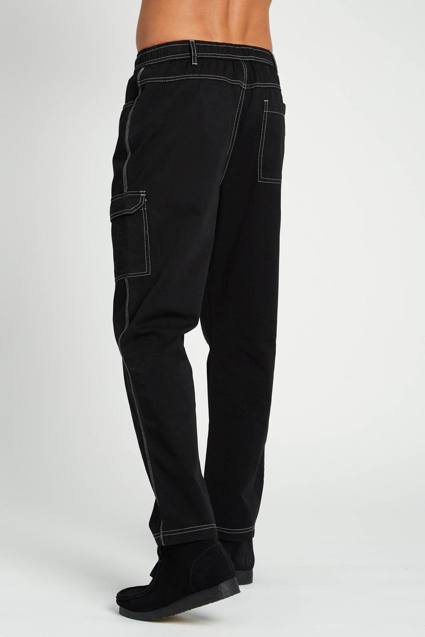 Unisex Black Cargo Trousers with Contrast Trim.