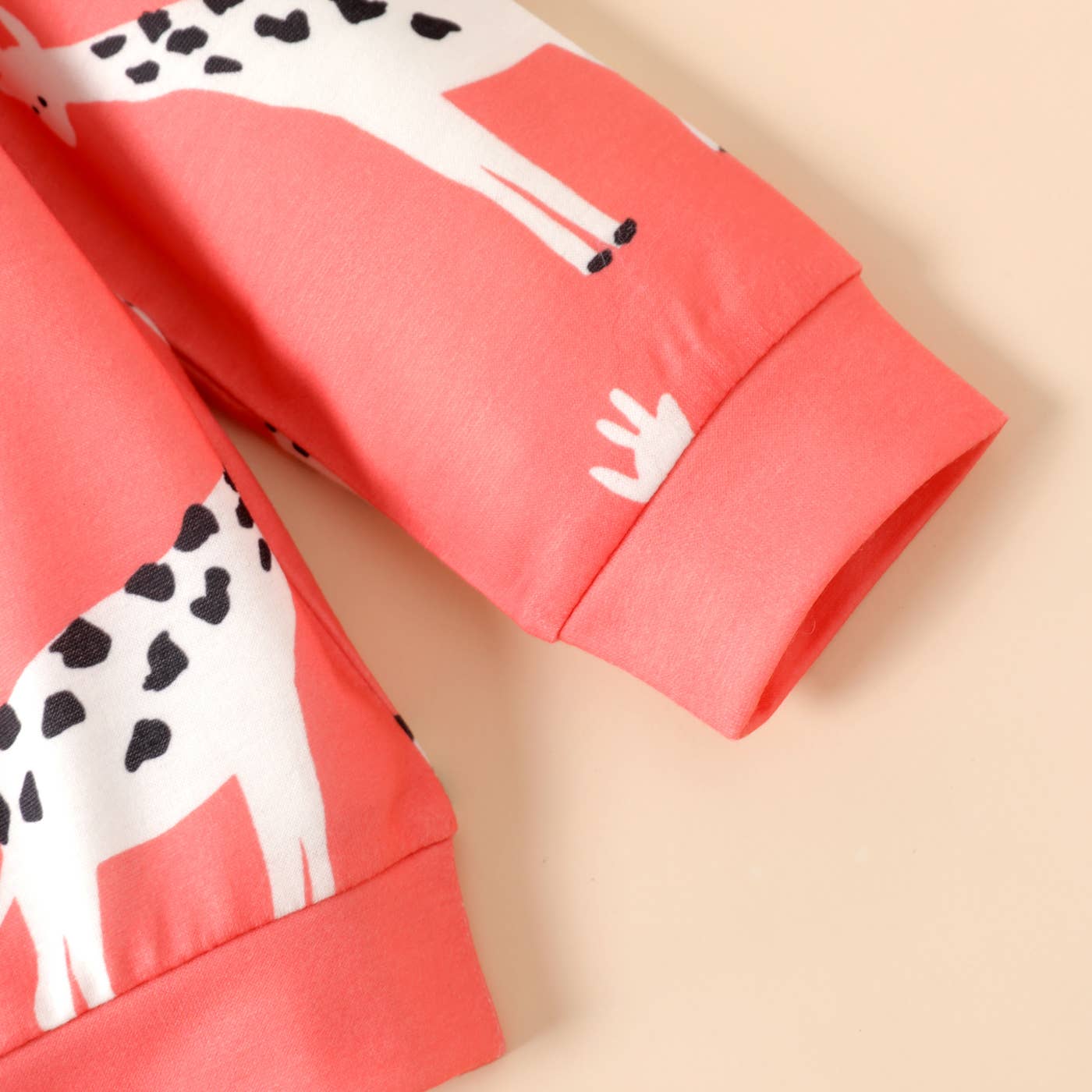 Animal Print Sweatshirt: Coral / 3-6 Months