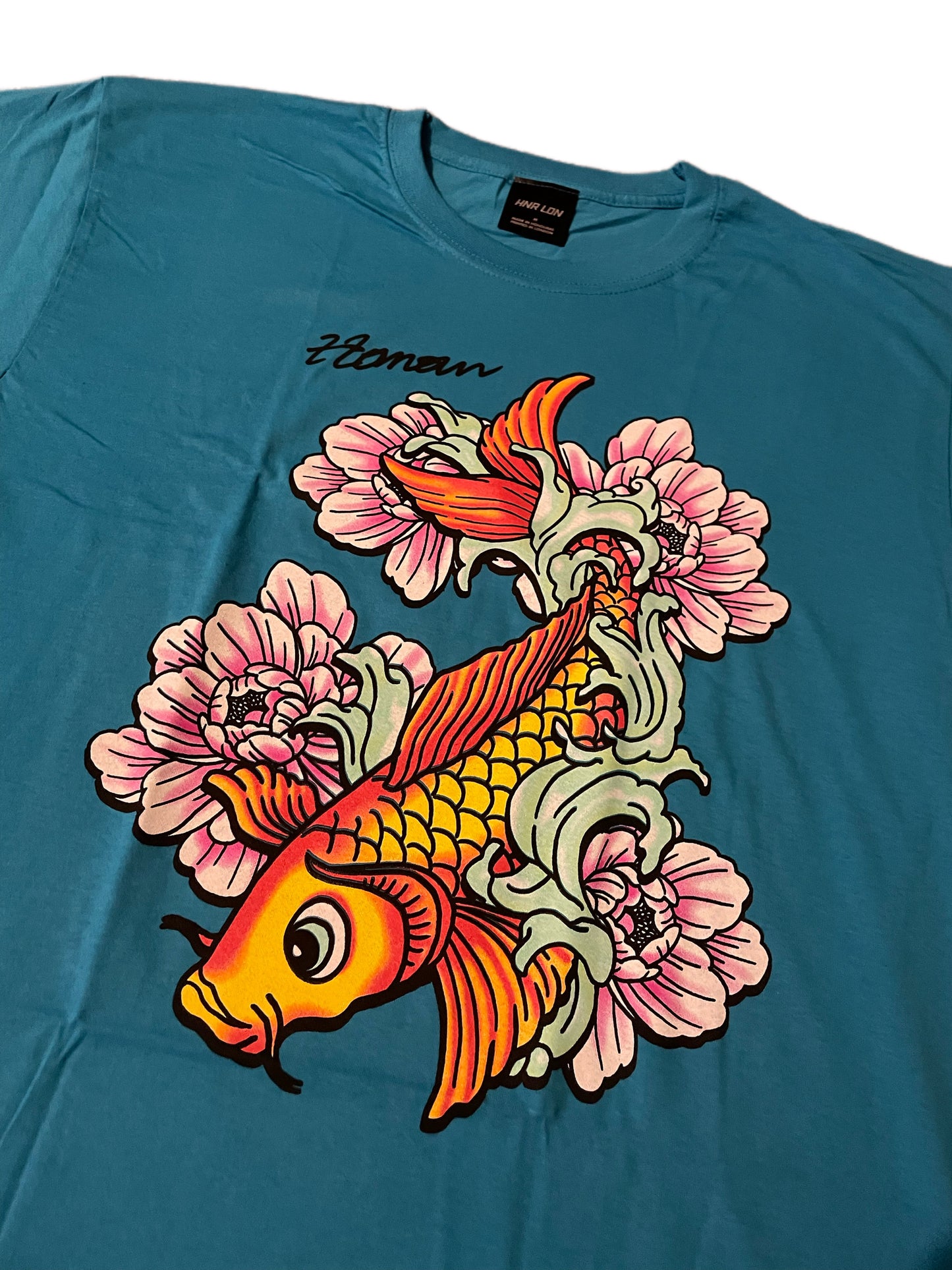 Unisex HNR LDN Oversized Blue Japanese koi Fish Tee