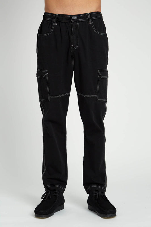 Unisex Black Cargo Trousers with Contrast Trim.