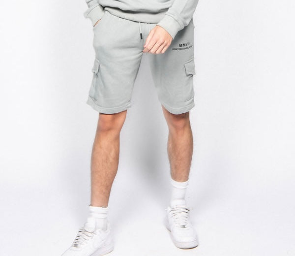 Unisex Pale Pastel Green Cargo Jersey Sweat Shorts