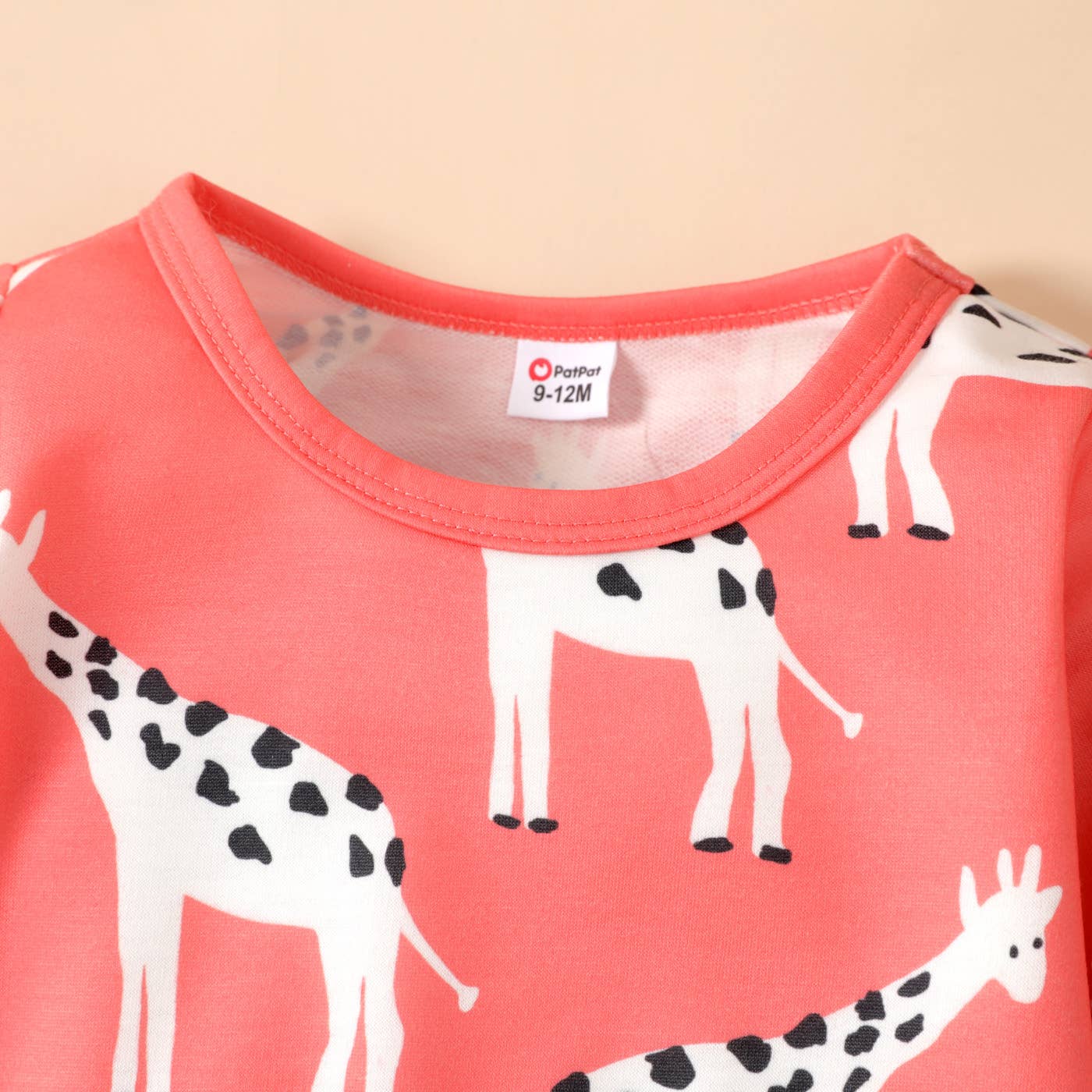 Animal Print Sweatshirt: Coral / 3-6 Months