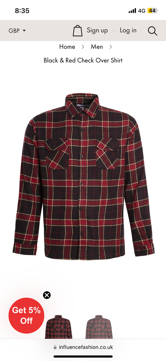 Unisex Utility Check Overshirt Red