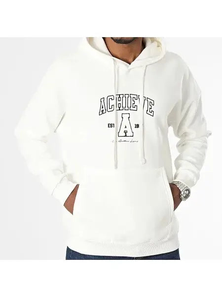 Unisex Black Industry Achieve Oversized White Back Print Hoodie