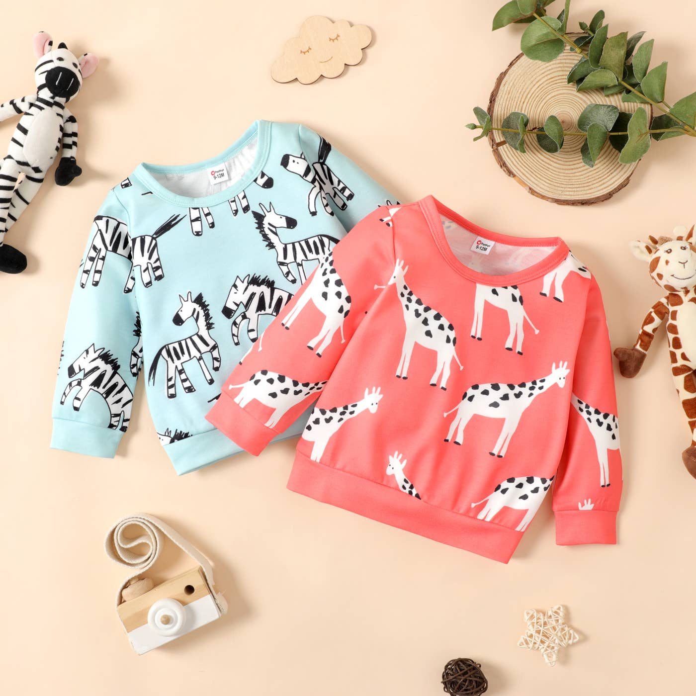 Animal Print Sweatshirt: Coral / 9-12 Months