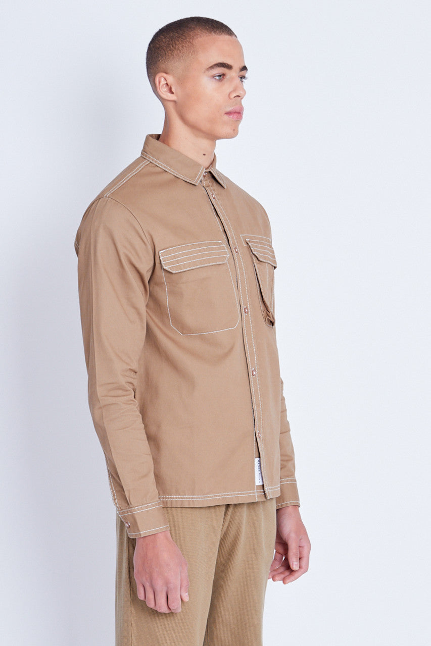 Unisex overshirt with contrast stitching