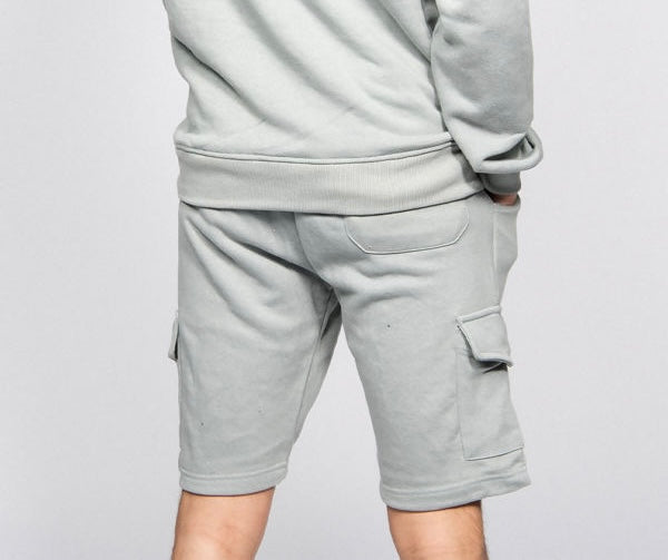 Unisex Pale Pastel Green Cargo Jersey Sweat Shorts