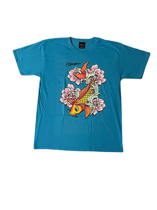 Unisex HNR LDN Oversized Blue Japanese koi Fish Tee