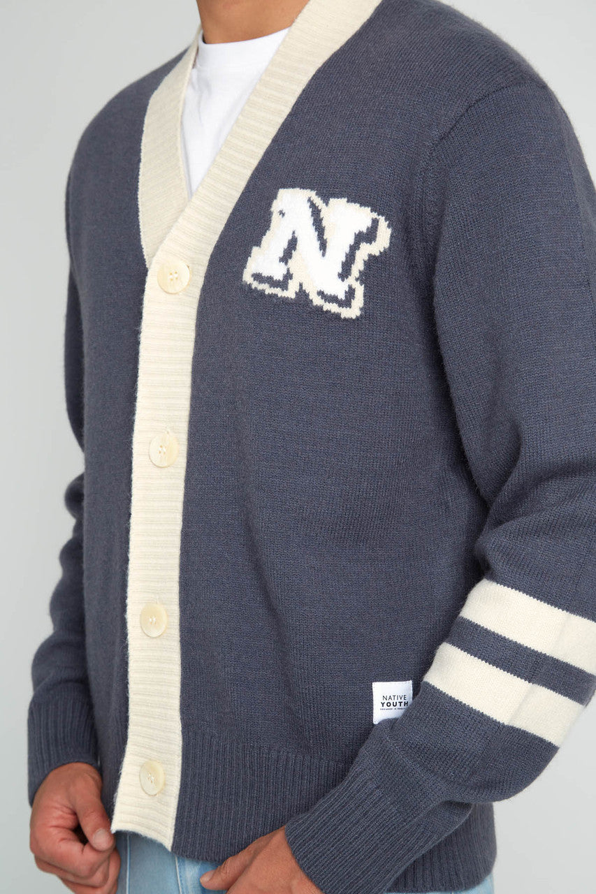 Unisex Relaxed Fit Knitted Varsity Cardigan