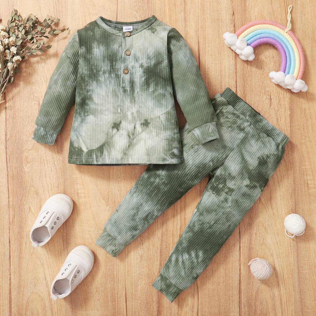 2-piece Toddler Tie Dye Set: Green / 3 Years