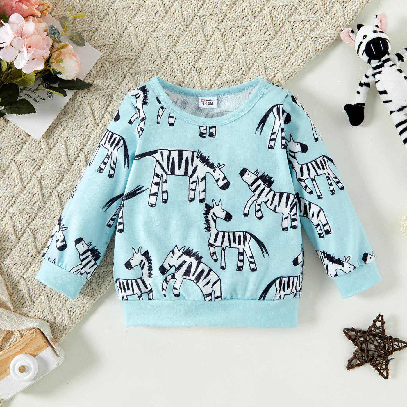 Animal Print Sweatshirt: Coral / 9-12 Months