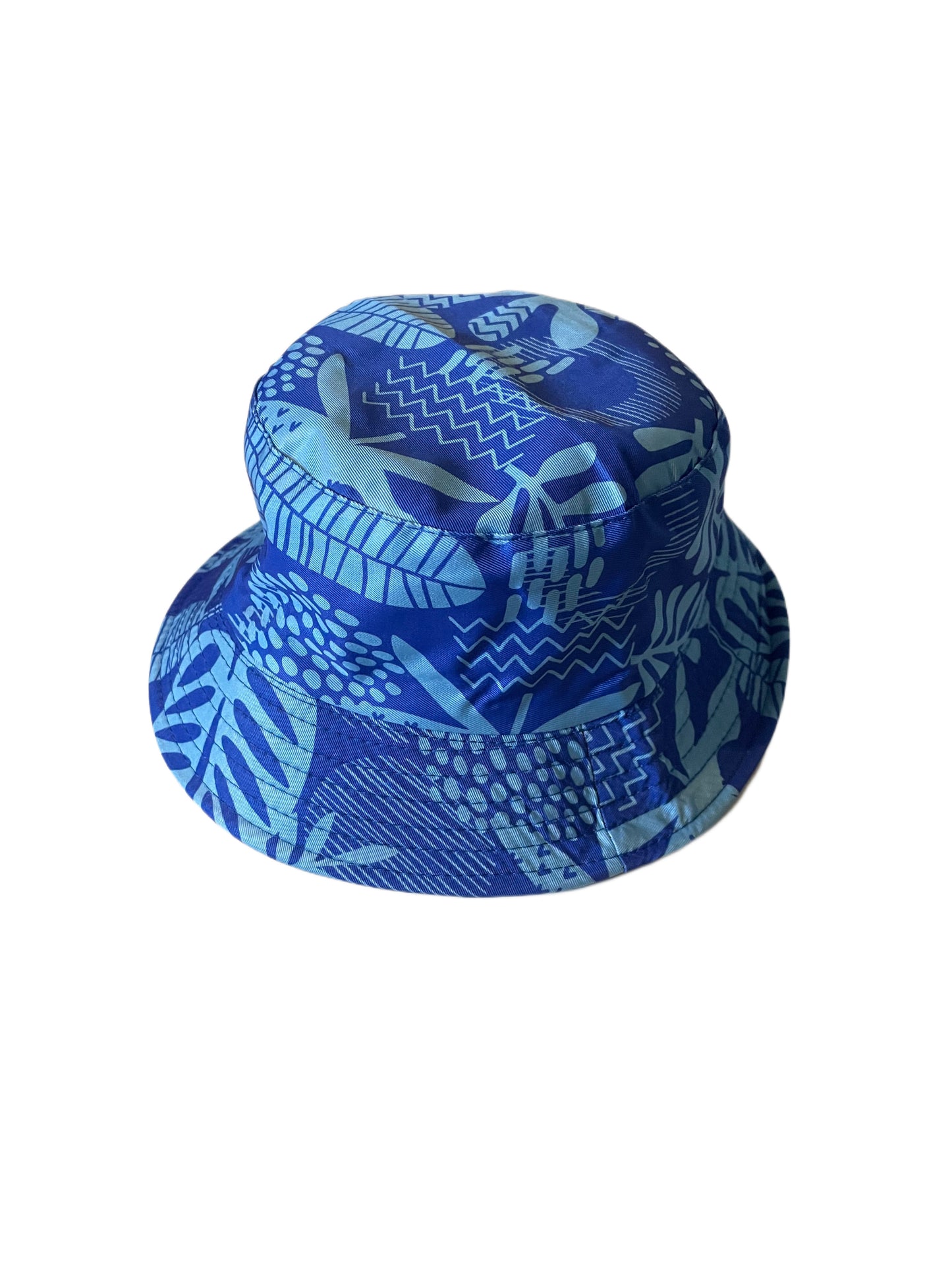 Kids Blue Leaf Design Reversible Bucket Hat