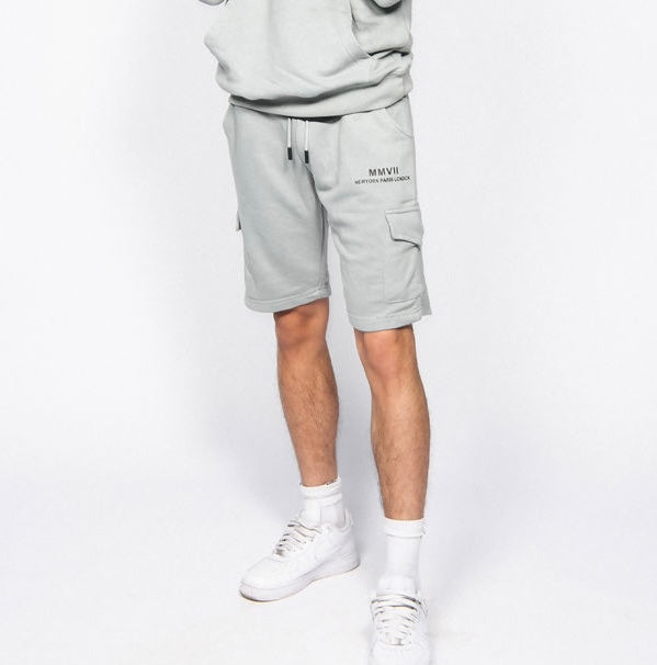 Unisex Pale Pastel Green Cargo Jersey Sweat Shorts