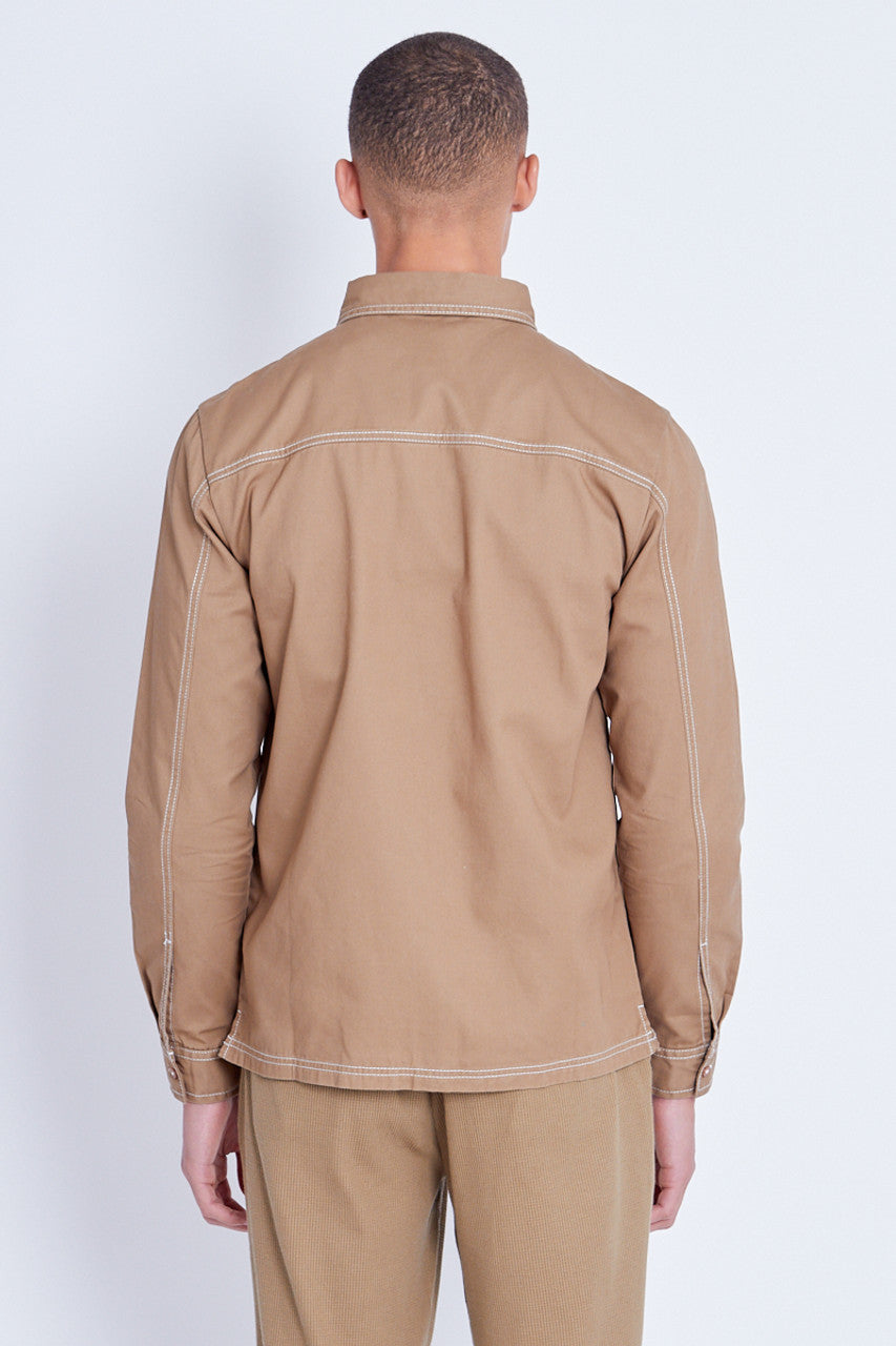 Unisex overshirt with contrast stitching