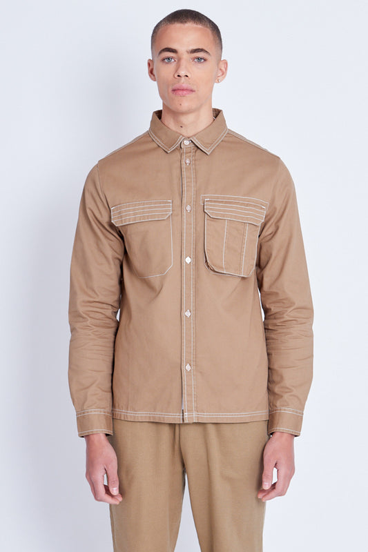 Unisex overshirt with contrast stitching