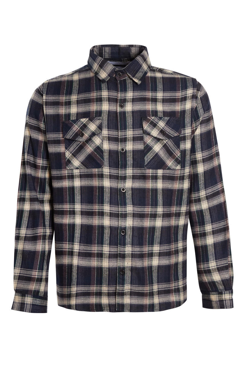 Unisex Utility Check Over Shirt, Navy