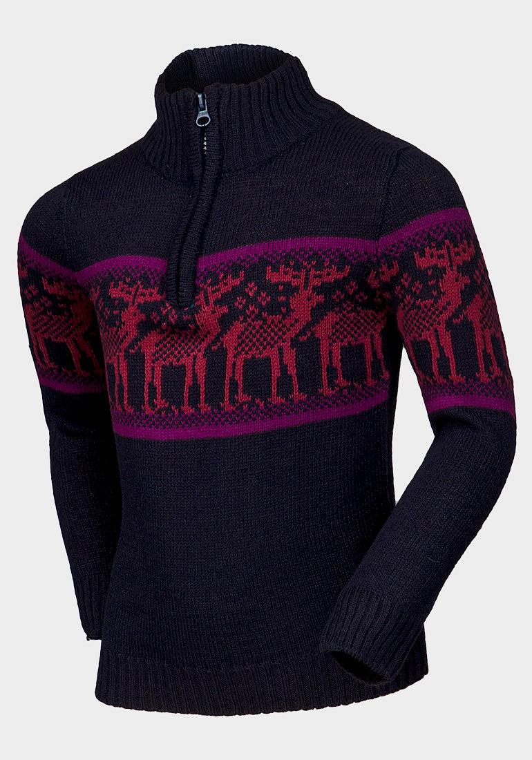 Kids High Neck Reindeer Jumper