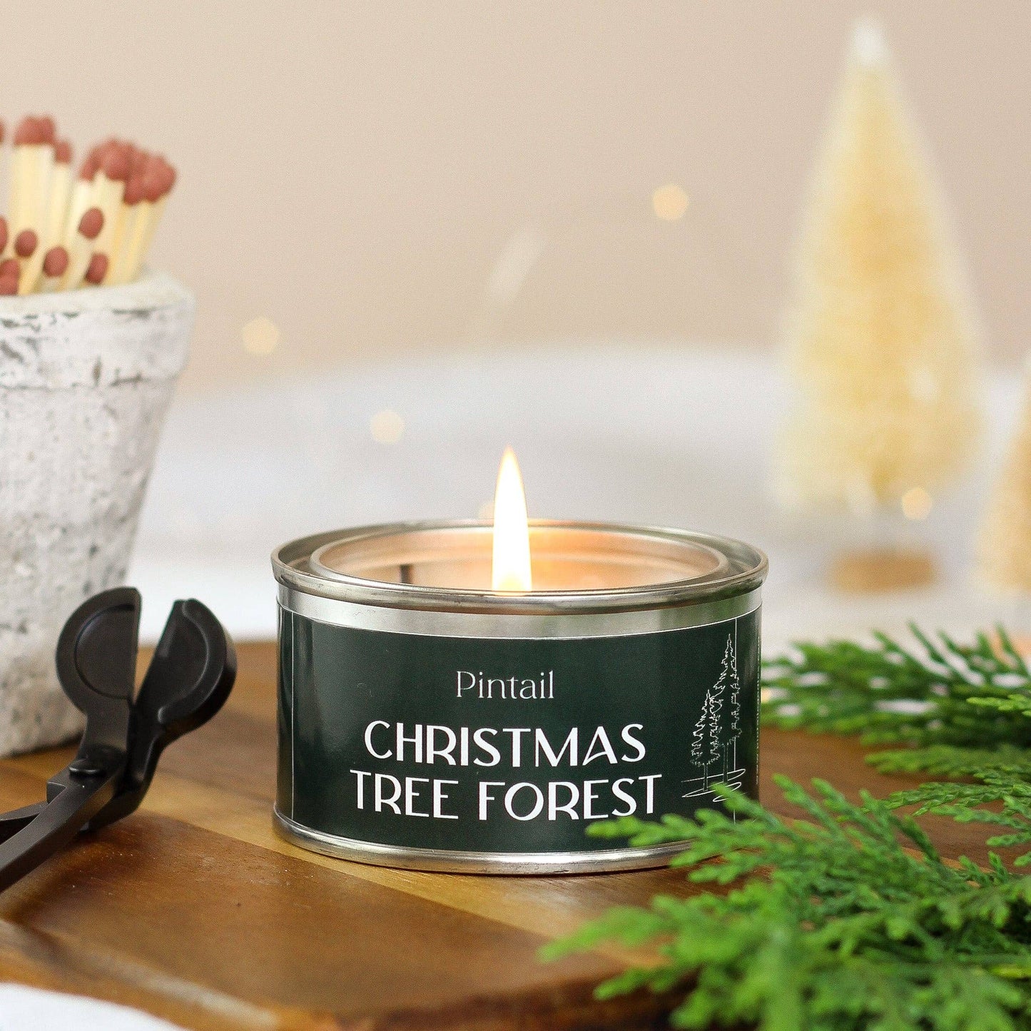 Christmas Tree Forest Paint Pot Candle